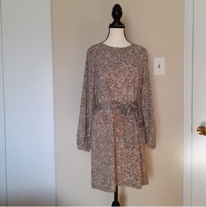 H&M Women's Long Sleeve Brown Patterned Dress